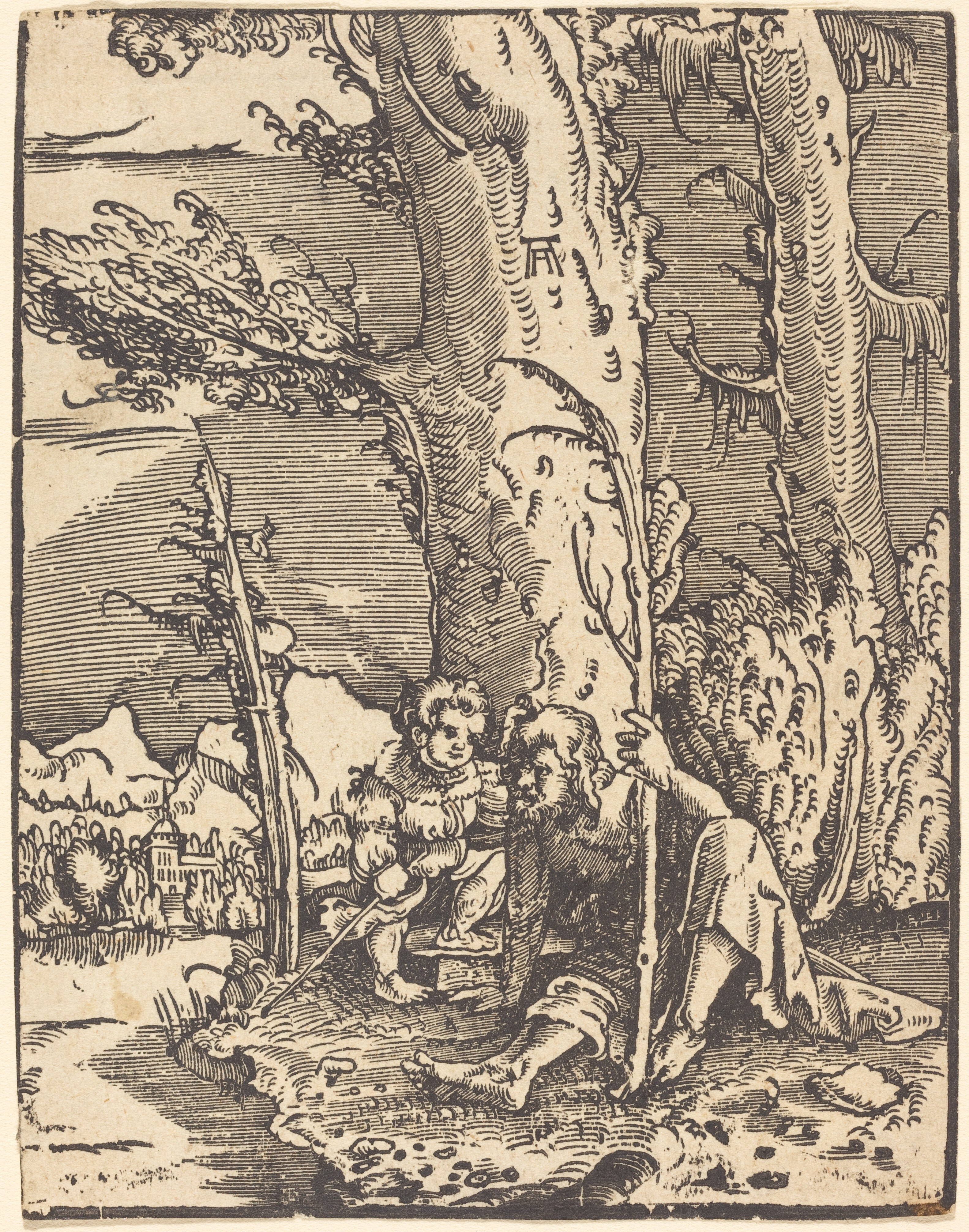 Saint Christopher Seated by a River Bank by Albrecht Altdorfer