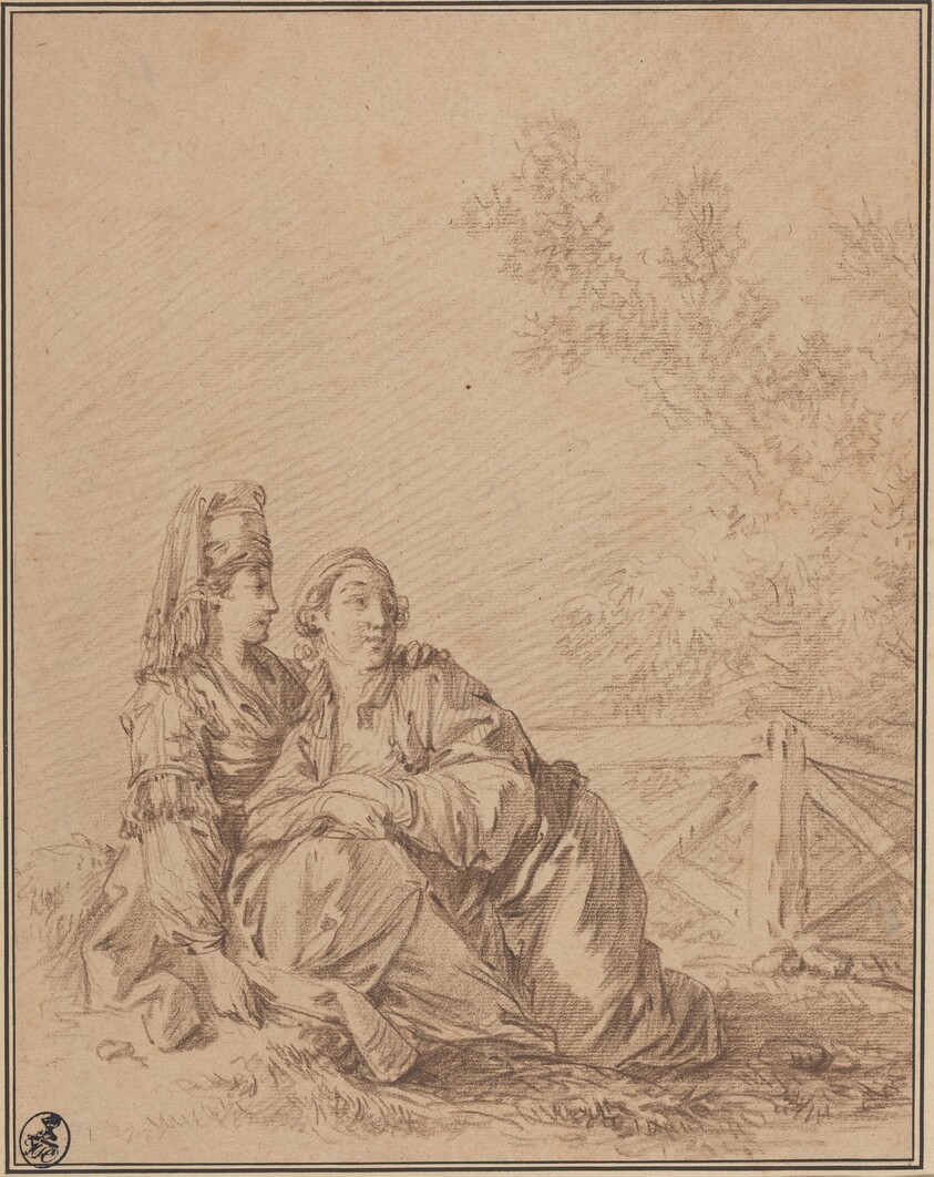 Two Russians Seated in Landscape