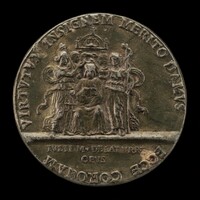 Daniele Renier Enthroned among the Four Cardinal Virtues [reverse], Giulio della Torre, before 1534