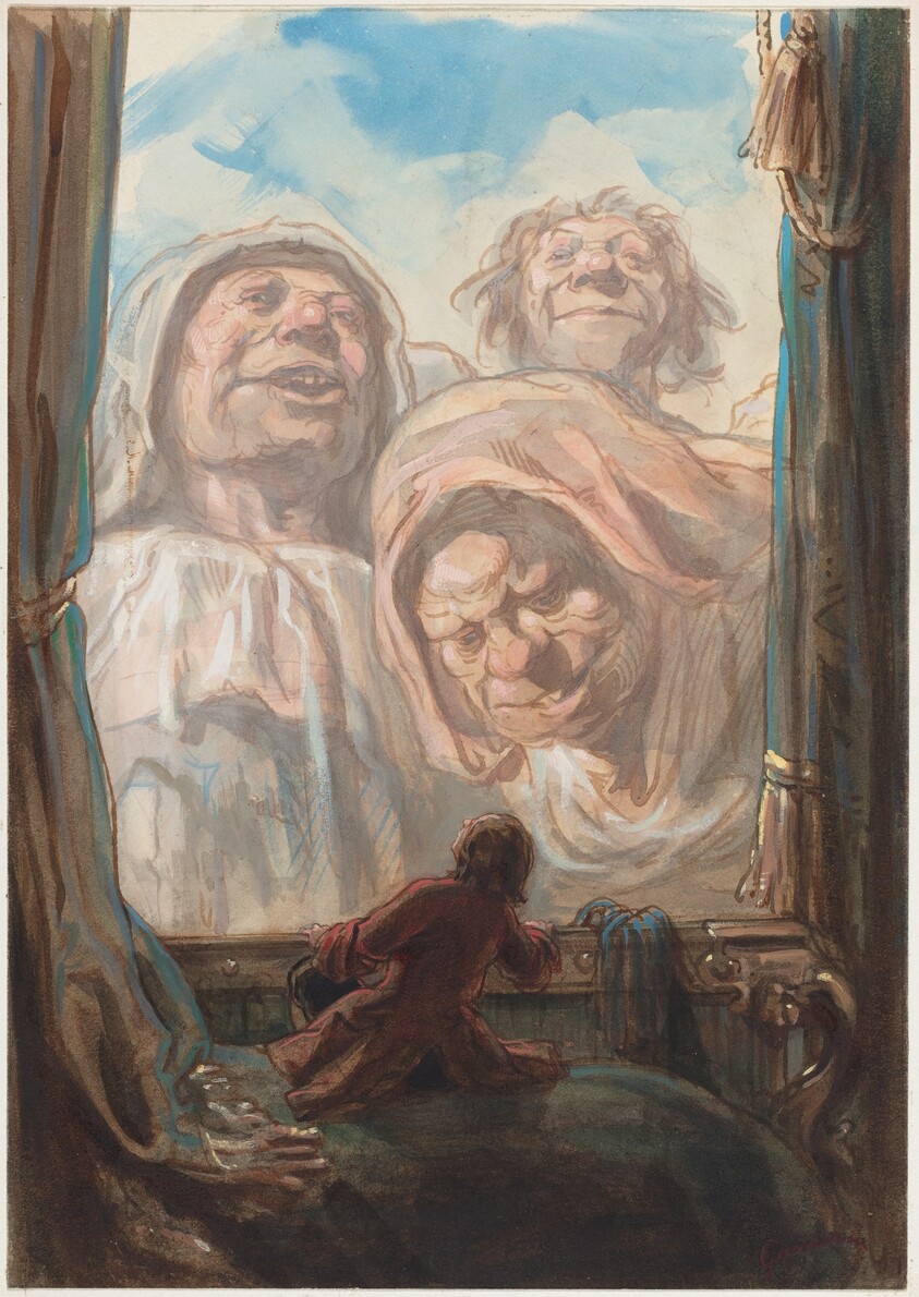 Gulliver Awed by Three Giant Beggars in the Land of Brobdingnag