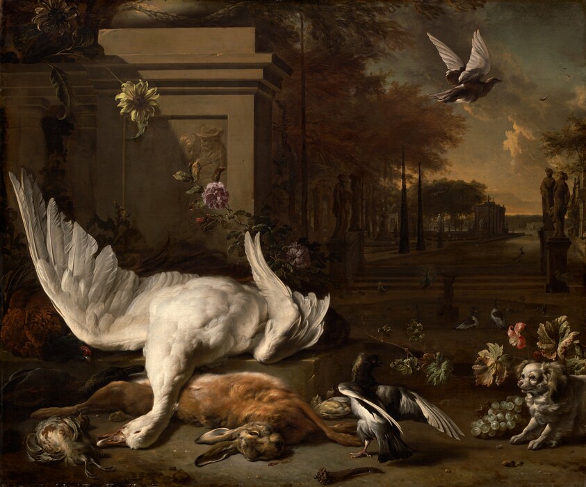 Still Life with Goose and Game before a Country Estate