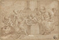 Elderly Man Watching Putti Dissect an Eye, Sir Peter Paul Rubens, c. 1613