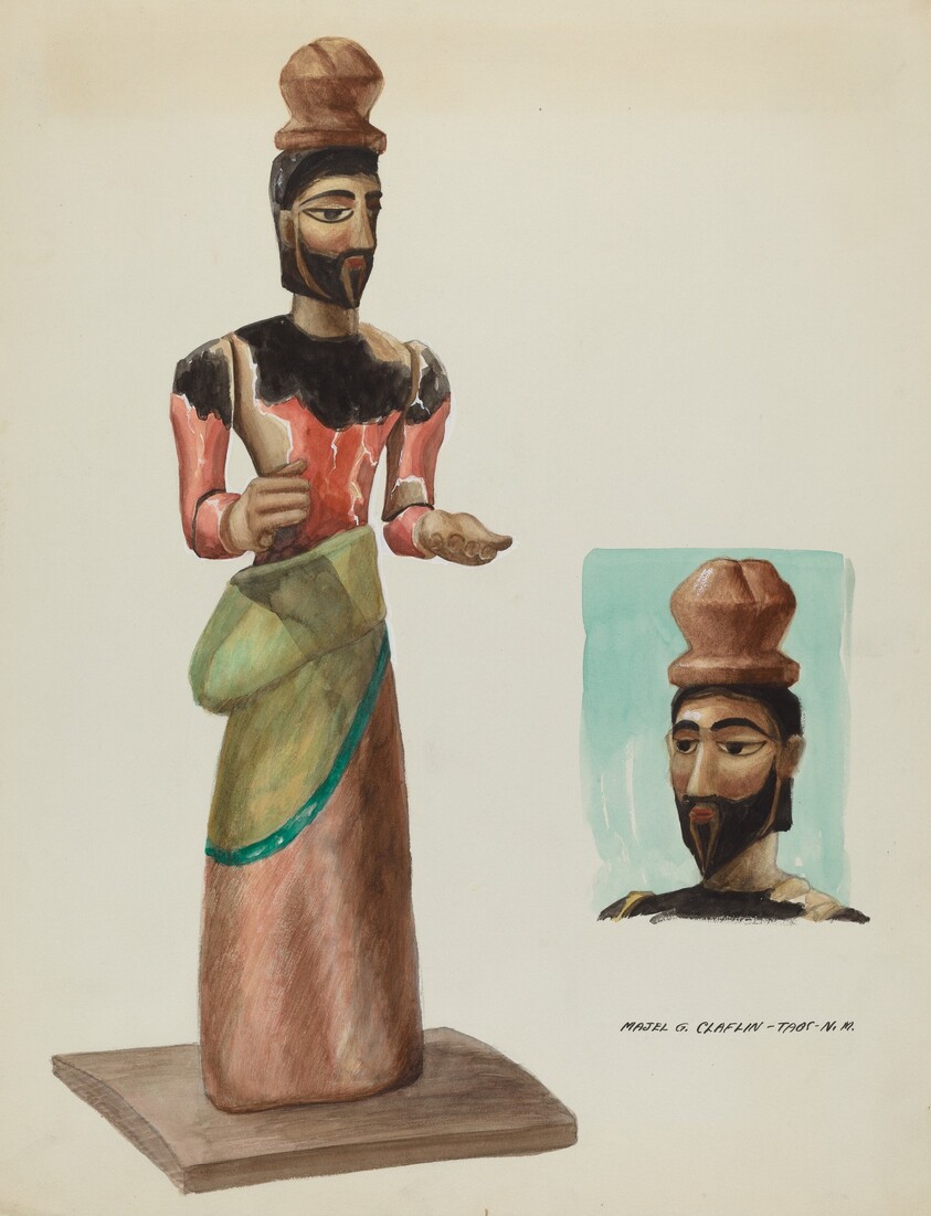 San Jose, Carved and Painted Wooden Santo