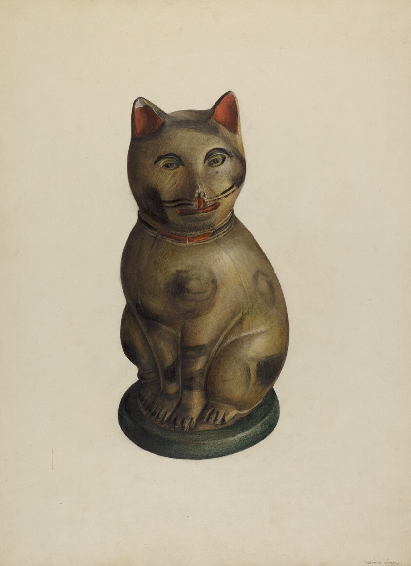 Pa. German Seated Chalkware Cat