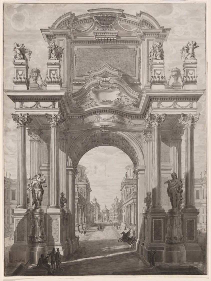 An Architectural Capriccio with a Triumphal Arch