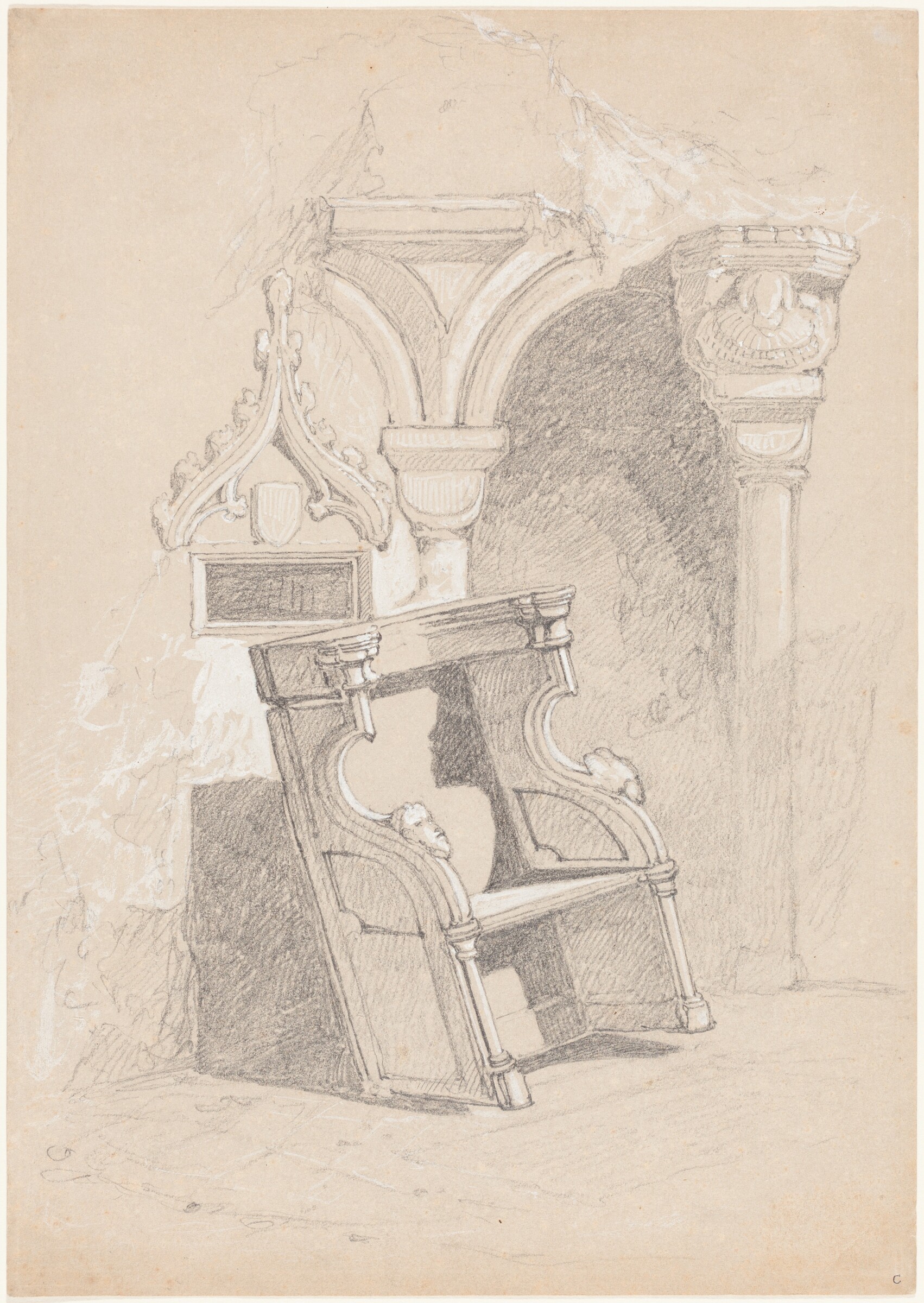 Sketch of Ruined Church Interior with Chair, John Sell Cotman