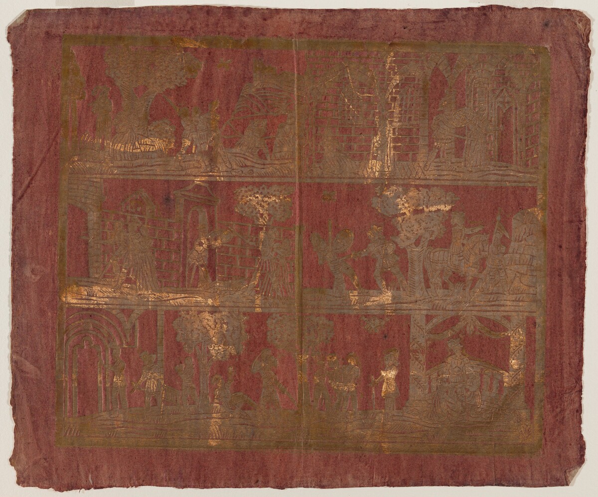 Endpaper with Three Bands of Courtly Scenes