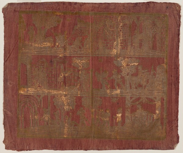 Endpaper with Three Bands of Courtly Scenes
