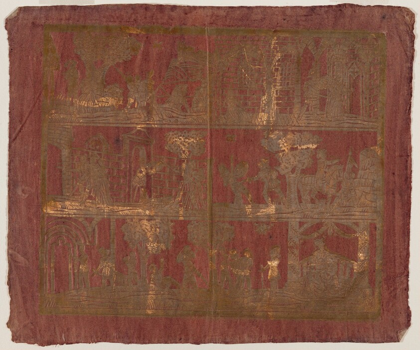 Endpaper with Three Bands of Courtly Scenes