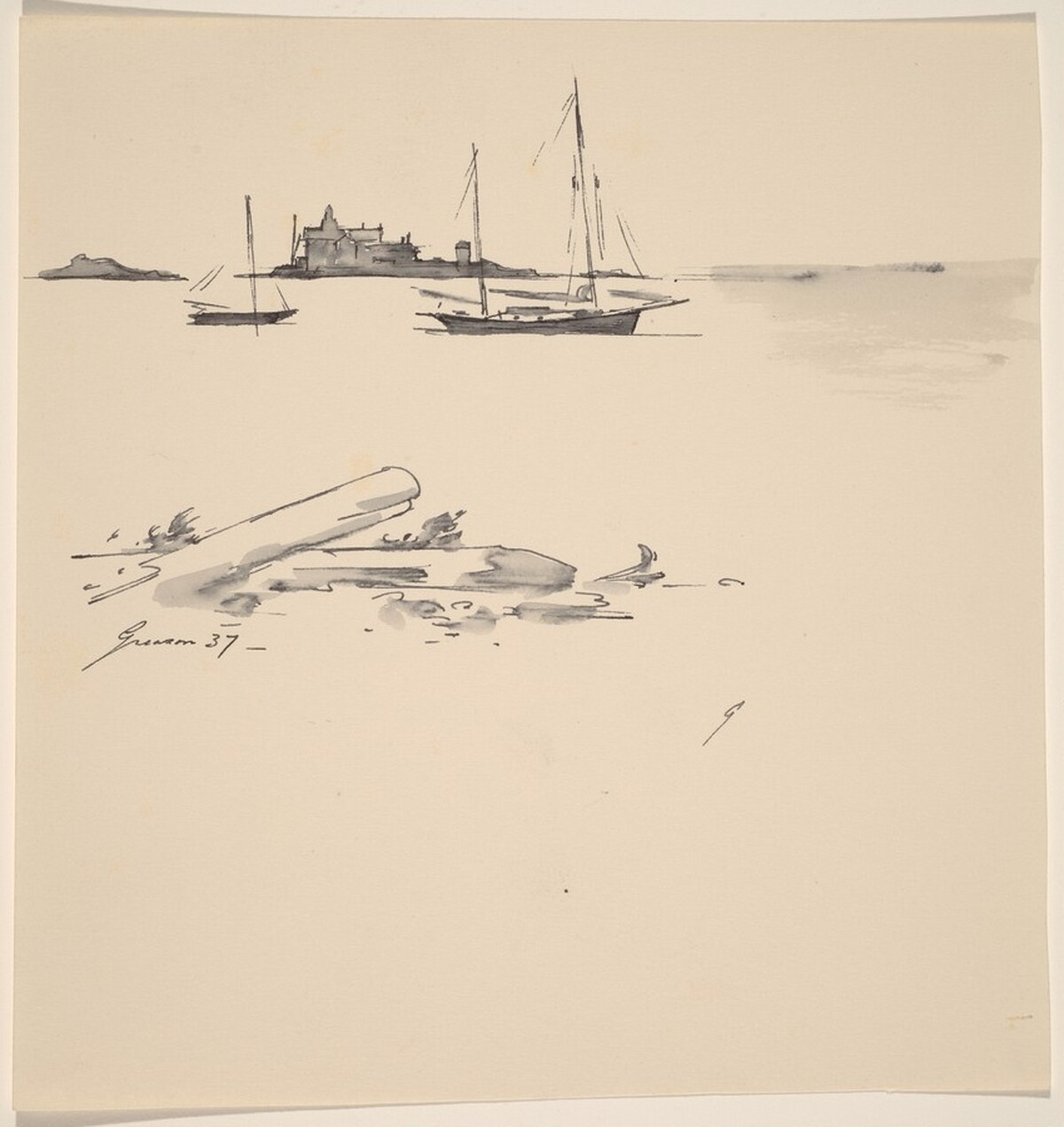 Anchored Sailboats