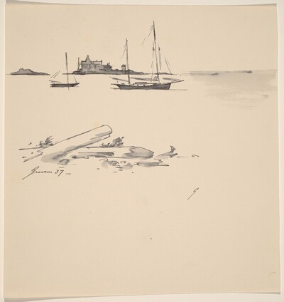 Anchored Sailboats