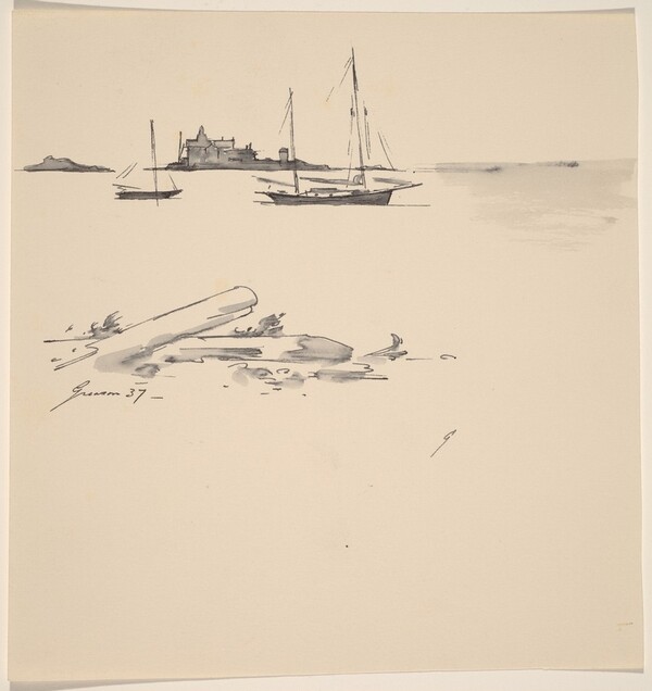Anchored Sailboats