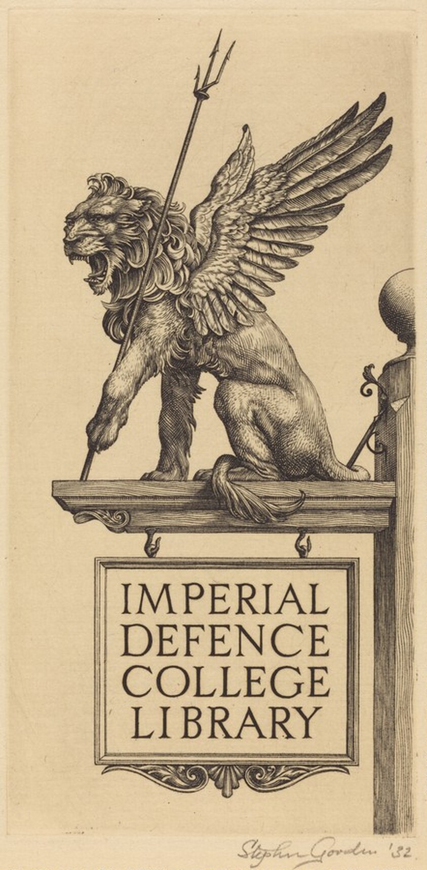 Bookplate of Imperial Defence College Library