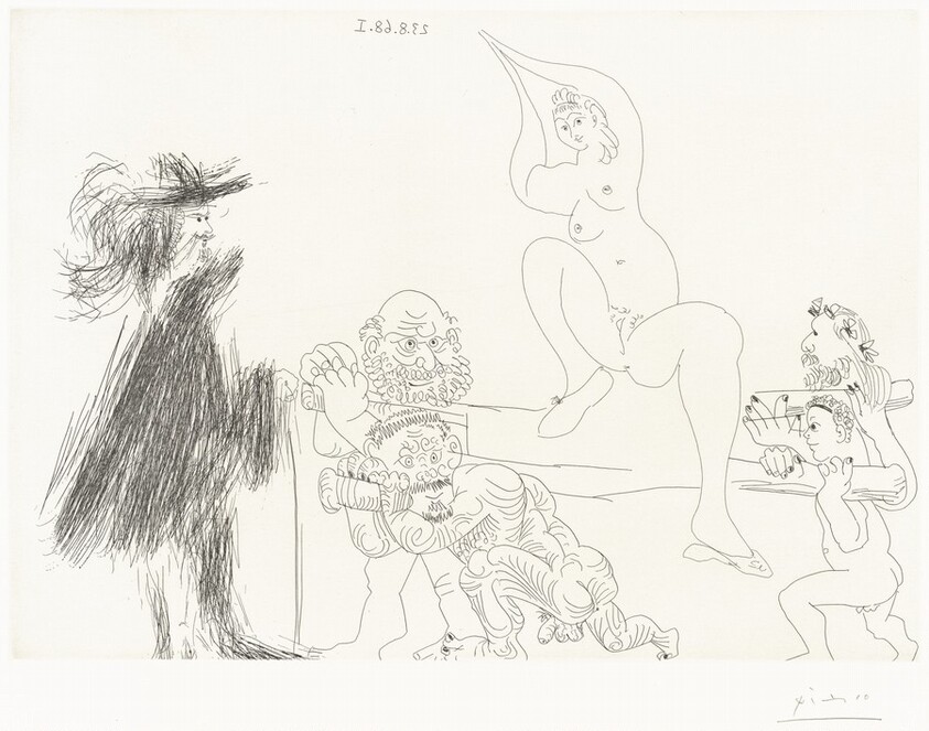 Four Porters Bringing a Young Woman on a Litter to a Gentleman