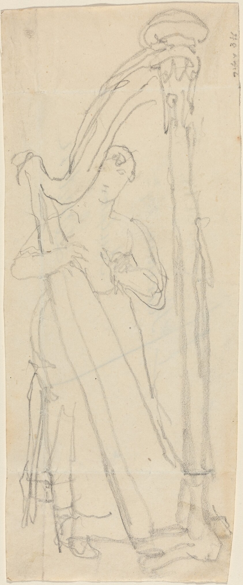 Woman Playing a Harp (Lavinia Banks?)