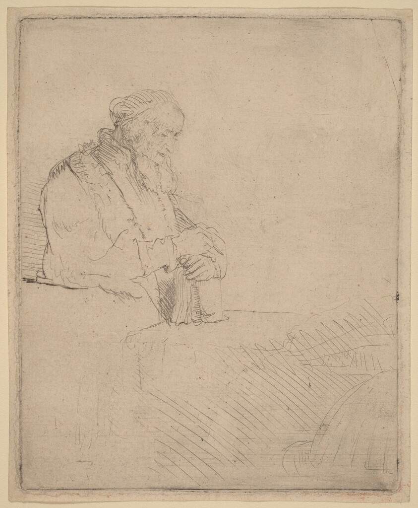Old Man in Meditation, Leaning on a Book