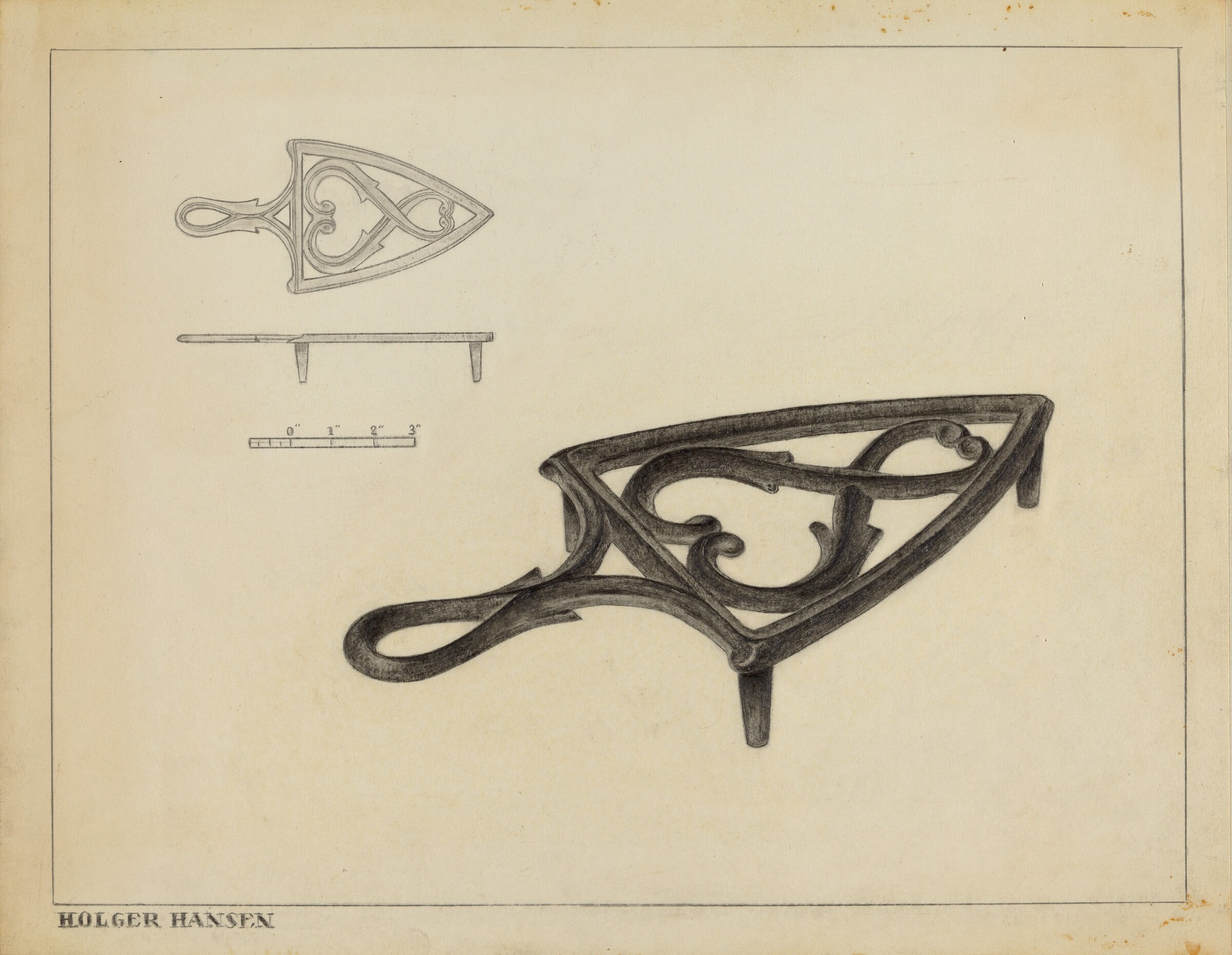 Flat Iron Holder, Holger Hansen, c. 1937