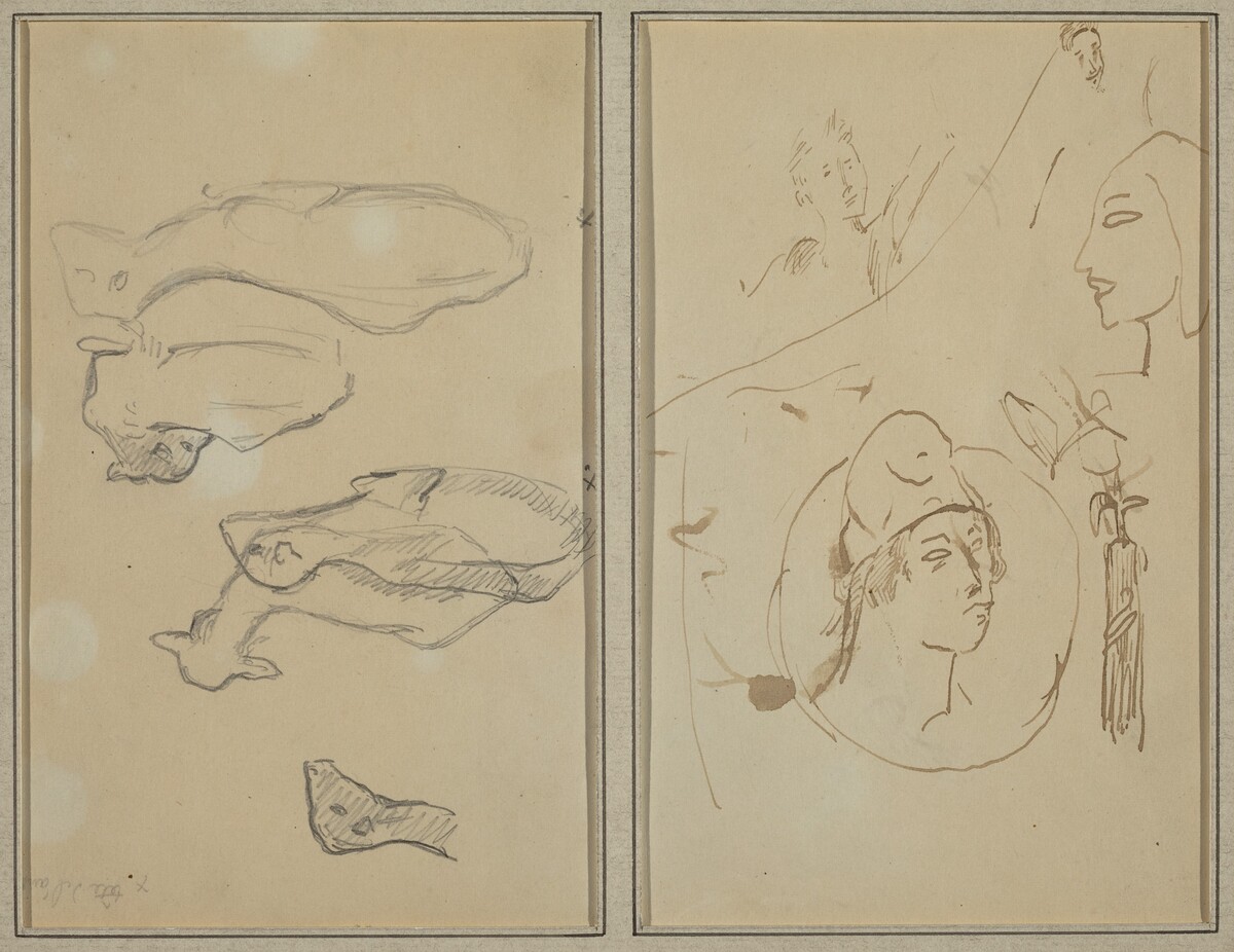 Five Sheep; Four Head Studies [verso]