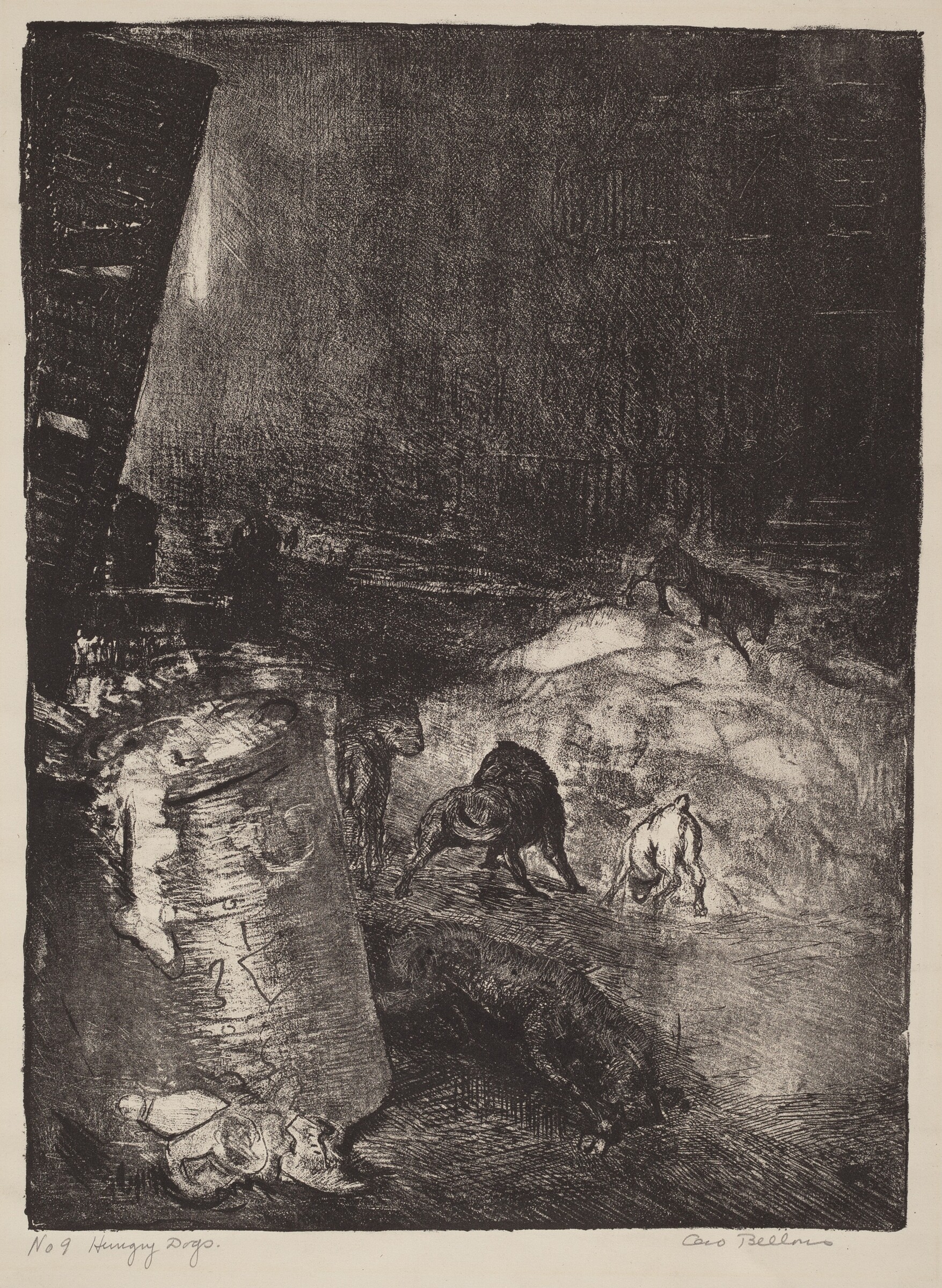 Hungry Dogs, second stone, George Bellows, 1916