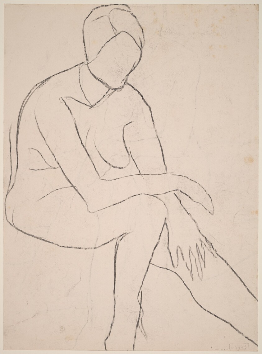 Untitled [seated female nude resting arm on left knee] [verso]