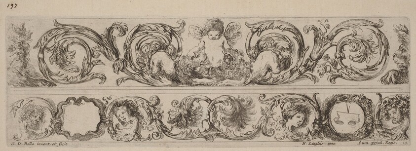 Two Ornamental Bands with Cupid and Heads of the Four Seasons