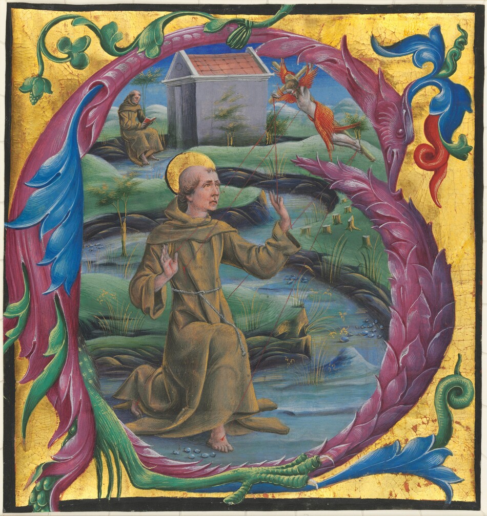 The Archangel Gabriel [middle left panel] by Cosmè Tura