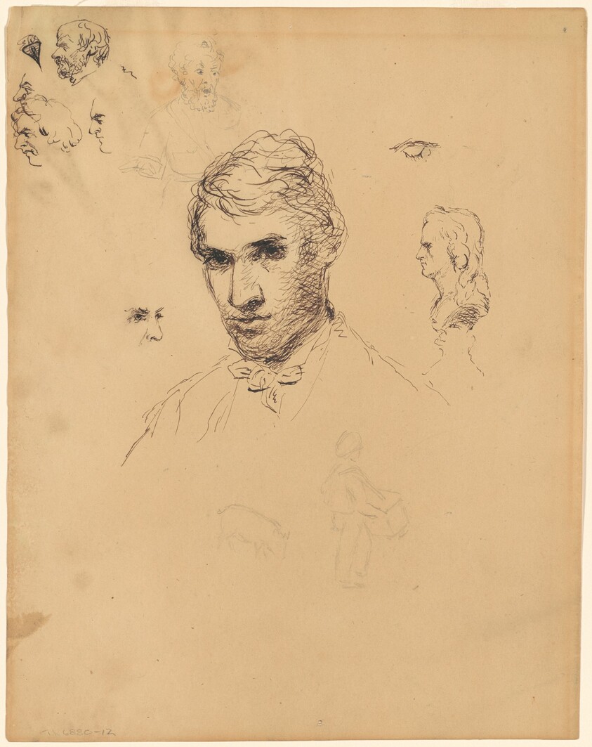 Head of a Man, with Various Studies