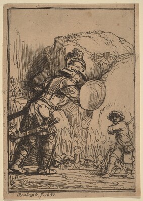 David and Goliath, Rembrandt van Rijn, 1655