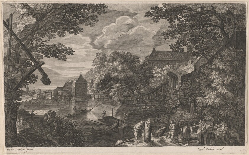Riverscape with Fishermen by a Fortified Town
