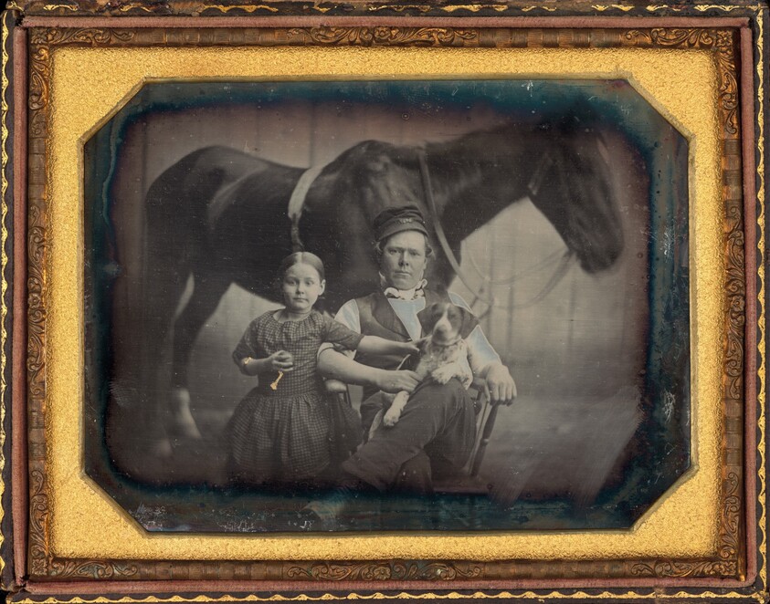 Portrait of a Man and Girl with Horse and Dog