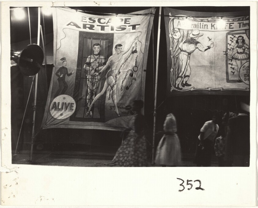 Escape artist banner, circus--Houston, Texas