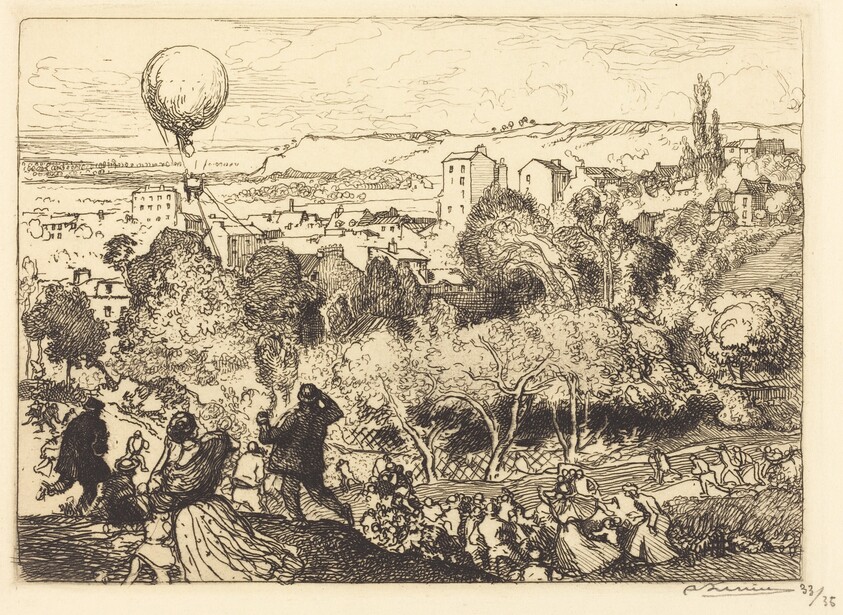 The Falling Balloon, in Pre-Saint-Gervais (Lebaloon qui tombe, au Pre-Saint-Gervais)