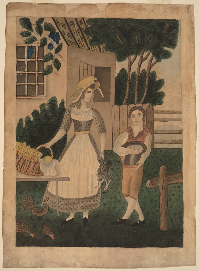 Woman and Boy with Provisions