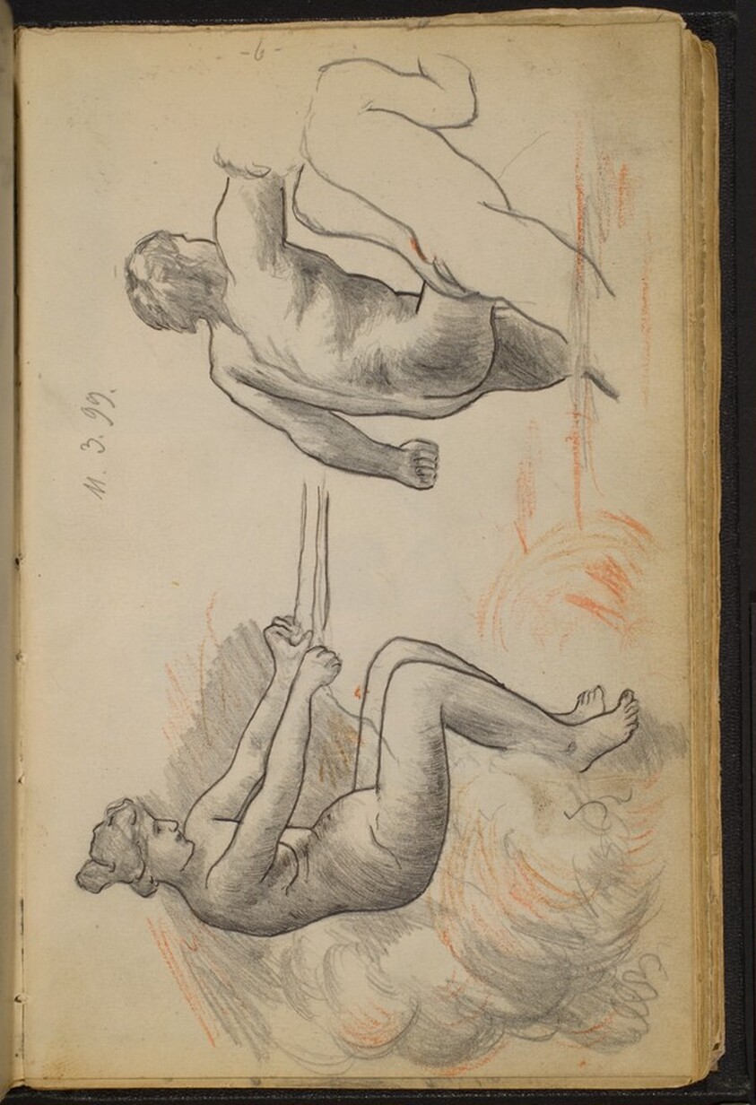 Study of Nude Figures in Clouds