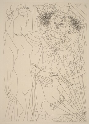 Rembrandt Takes a Young Veiled Woman by the Hand (Rembrandt tenant par la main un jeune femme au voile), Pablo Picasso, 1934