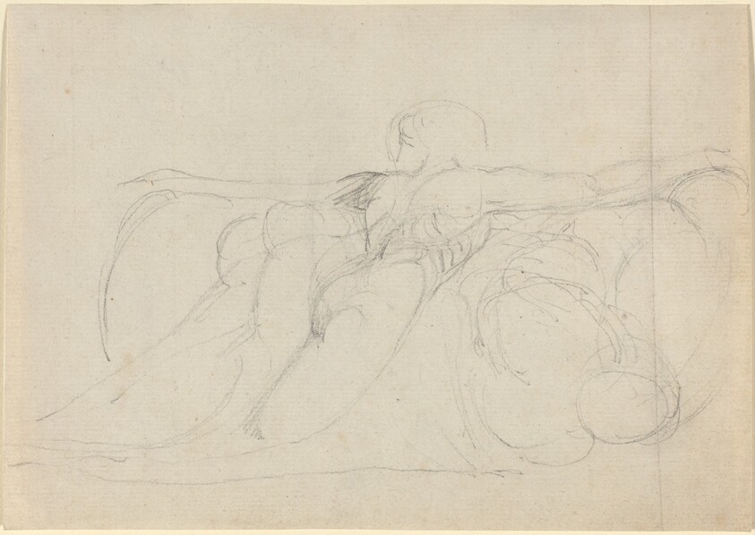 A Man Seen from Behind, Rising on Clouds