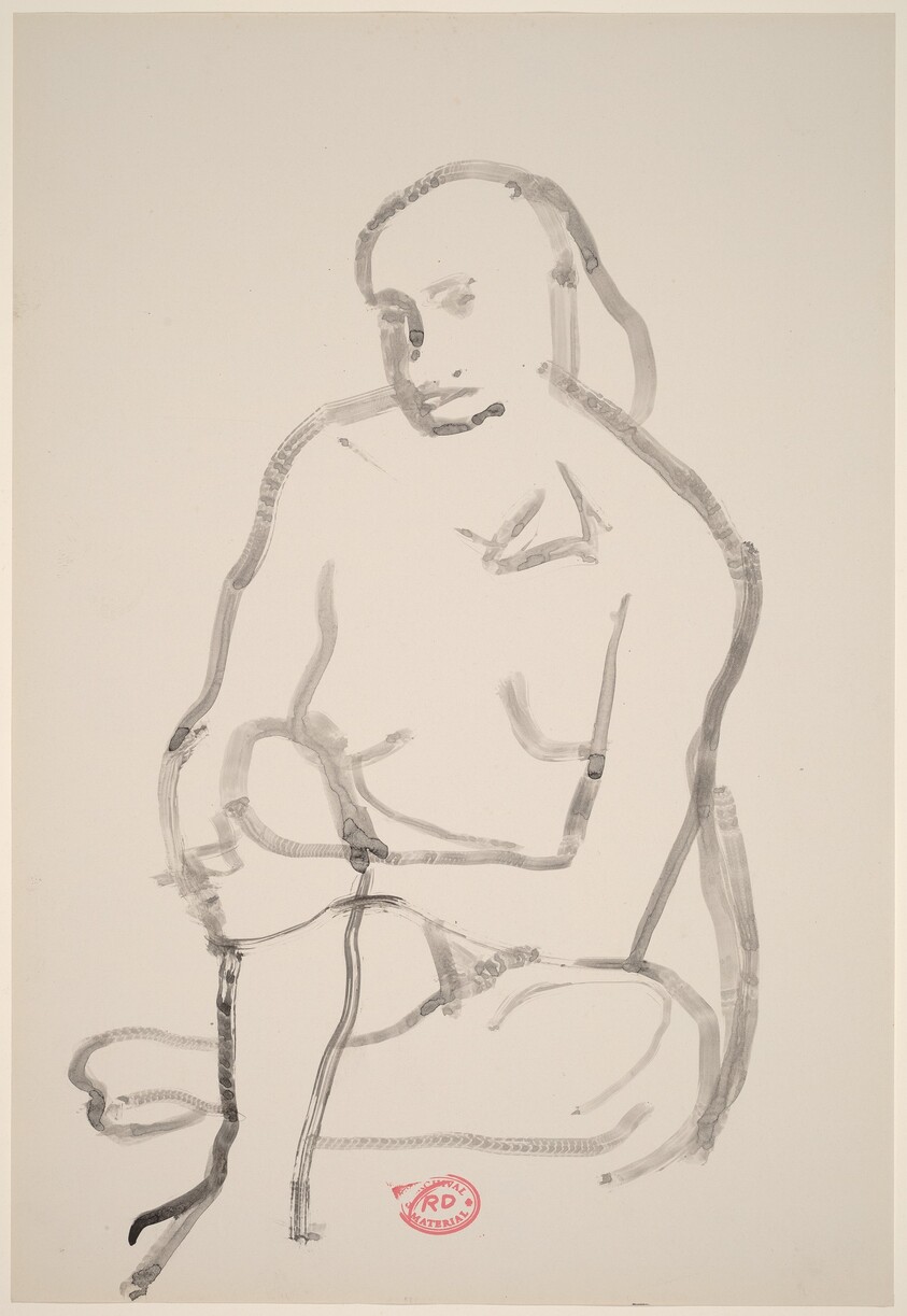 Untitled [seated female nude holding right knee]