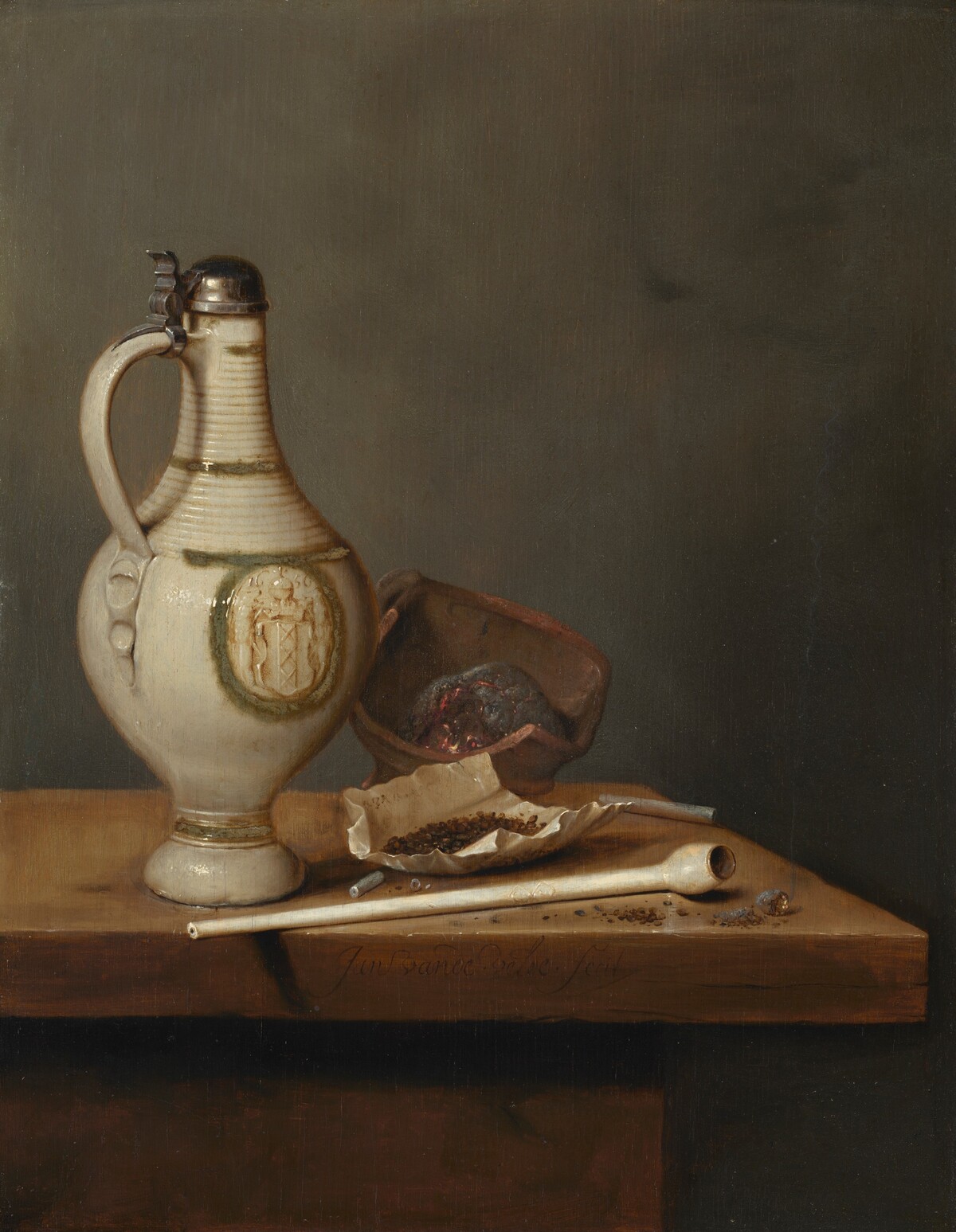 Still Life with Stoneware Jug and Pipe