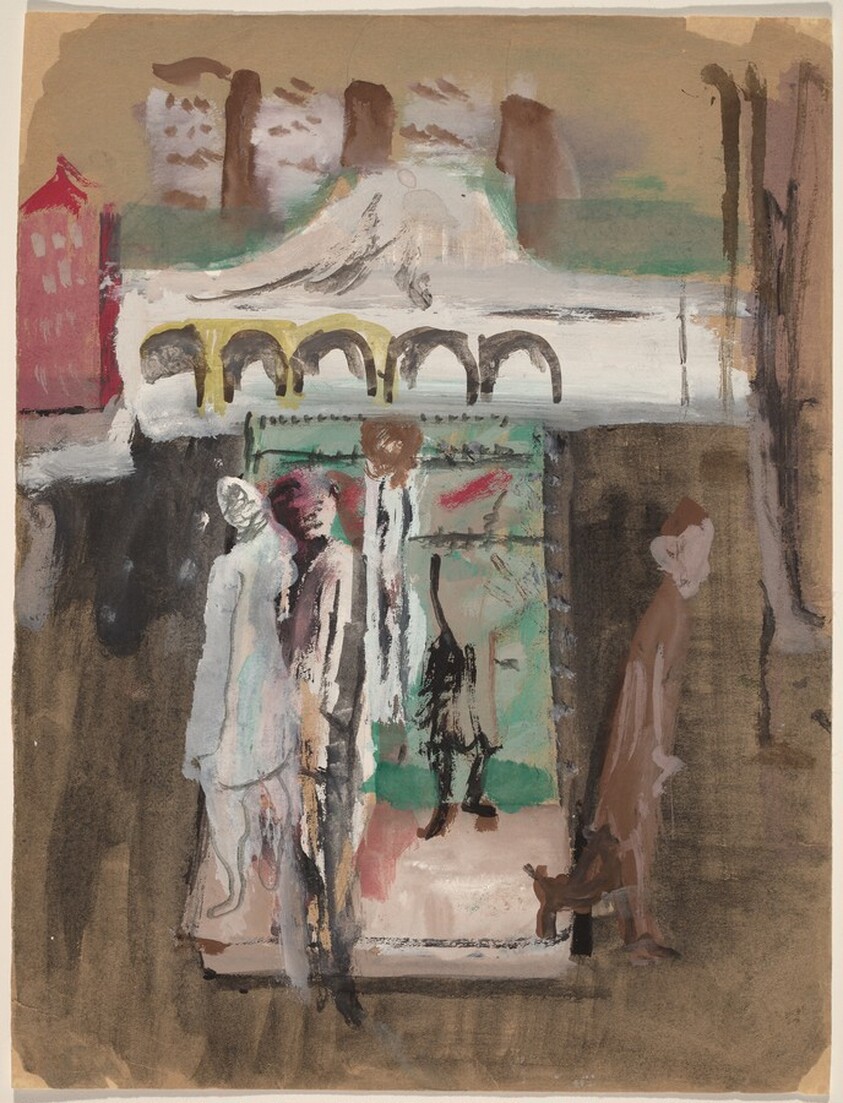 Figures Walking in an Urban Landscape [recto]