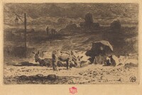 Les Anes de La Butte-aux-Cailles (Donkeys at La Butte-aux-Cailles), Félix-Hilaire Buhot, 1873/1874