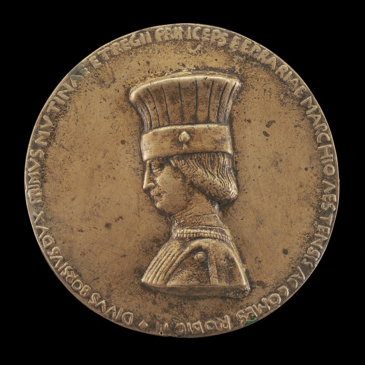 Borso d'Este, 1413-1471, Marquess of Ferrara 1450, Duke of Modena and Reggio 1452, and 1st Duke of Ferrara 1471 [obverse]