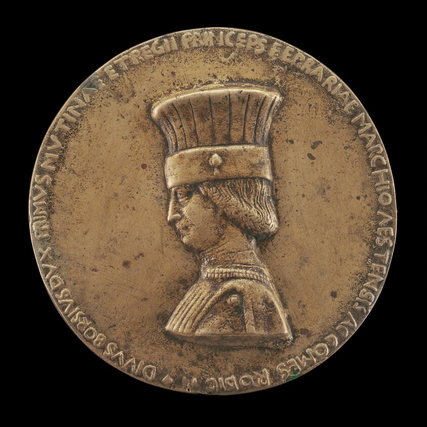 Borso d'Este, 1413-1471, Marquess of Ferrara 1450, Duke of Modena and Reggio 1452, and 1st Duke of Ferrara 1471 [obverse]