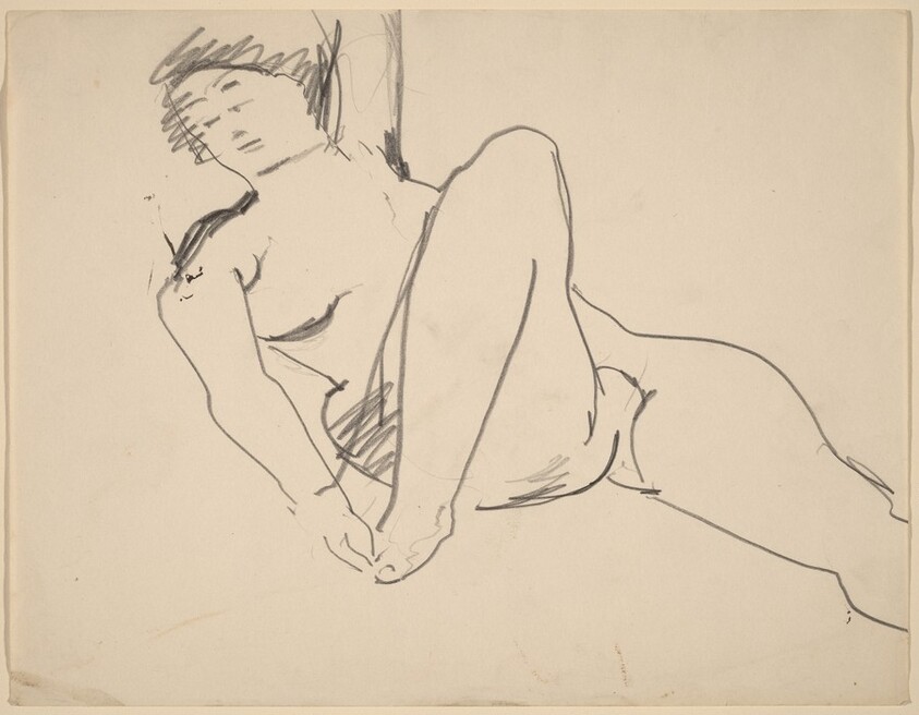 Nude Reclining to the Left, Right Hand Touching Foot