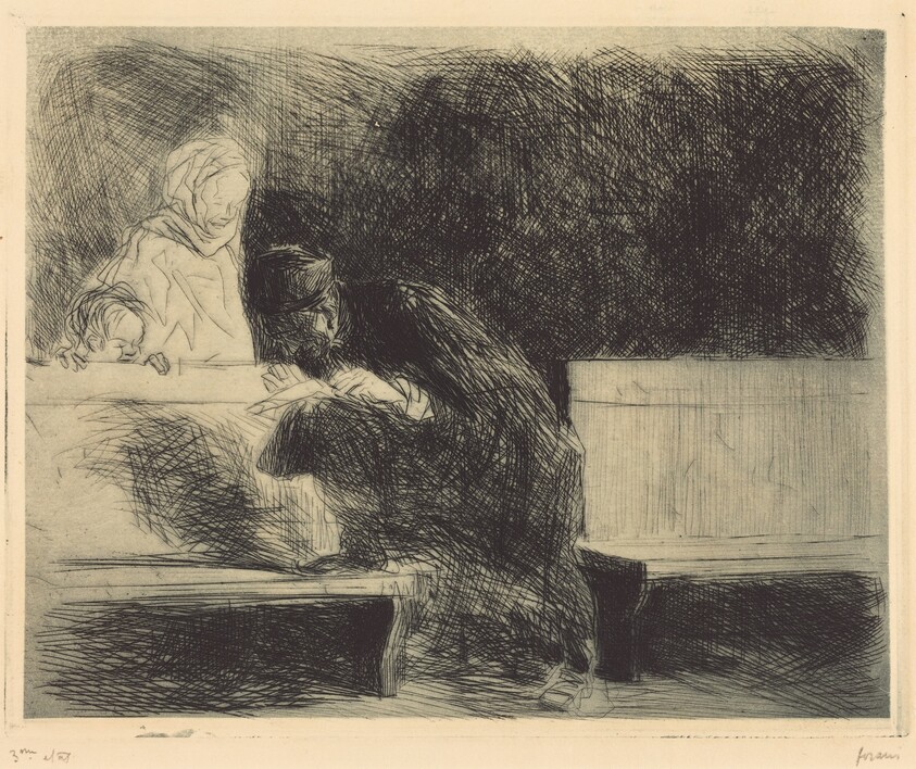 Avocat compulsant un dossier (Lawyer Going through a Brief)