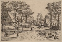 Village Street, Johannes van Doetechum, the Elder and Lucas van Doetechum after Master of the Small Landscapes, published in or before 1676