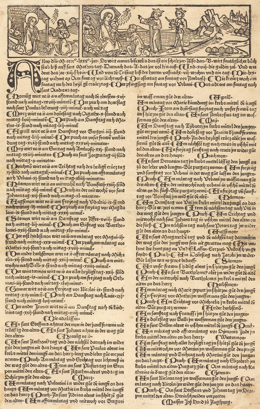 Calendar with the Nativity and Adoration