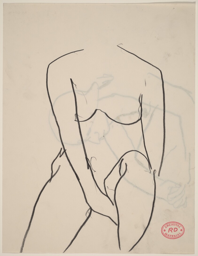 Untitled [seated female nude holding her left thigh] [recto]