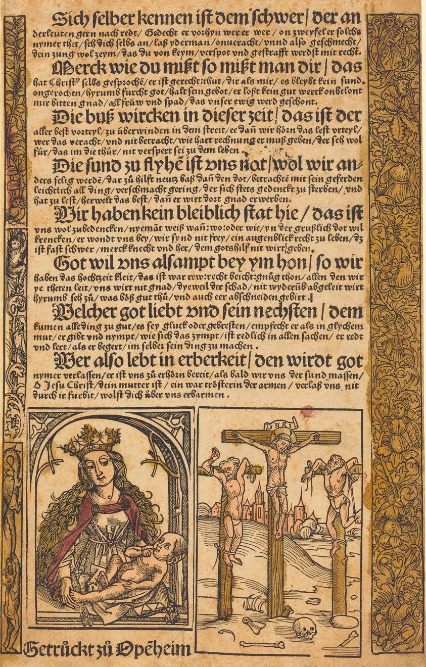 Broadside with Two Scenes from the Life of Christ, and Grotesque Borders
