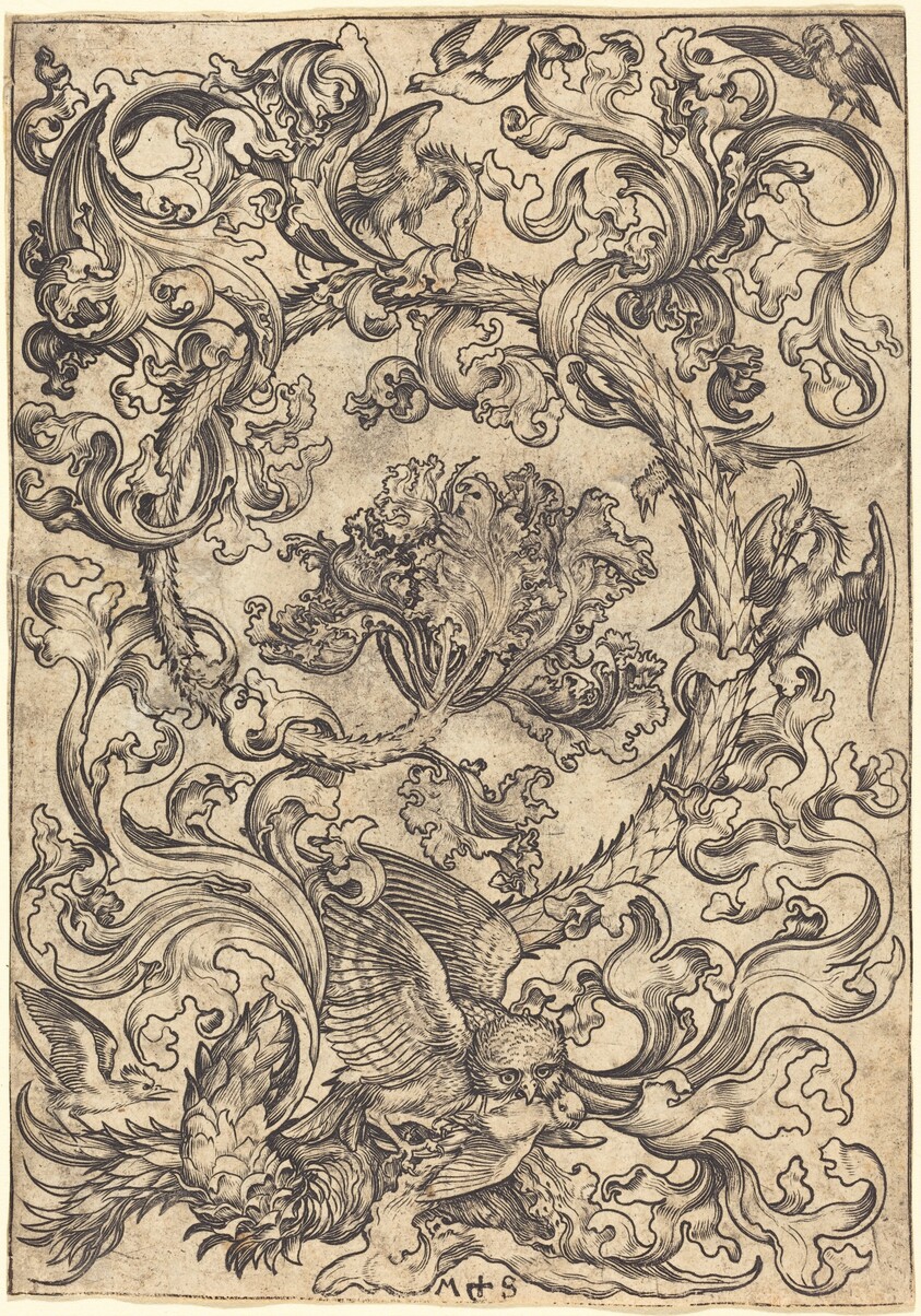 Ornament with Owl Mocked by Day Birds