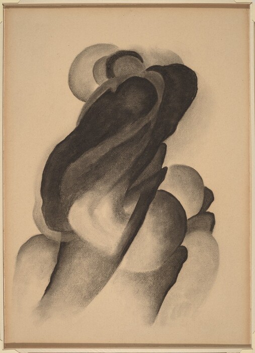 The image consists of overlapping curved shapes and flowing lines. The abstract composition creates a visual rhythm. The darker, bold areas contrast with the lighter, shaded sections.